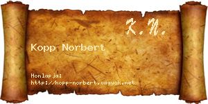 Kopp Norbert névjegykártya